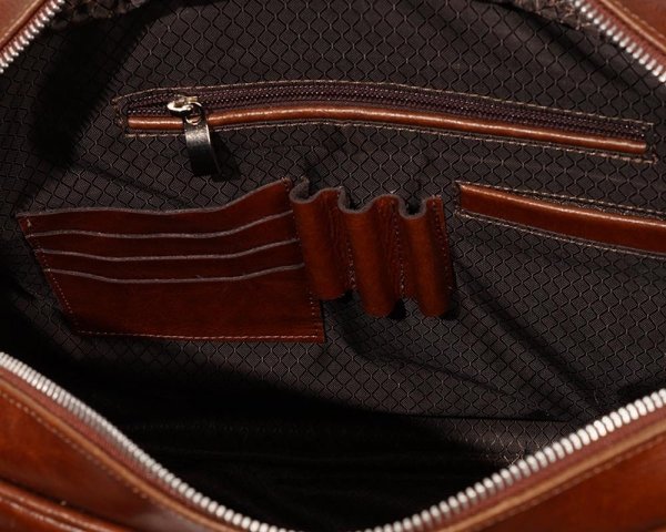 Skórzana torba na laptopa Solome Sienna karmelowa detal