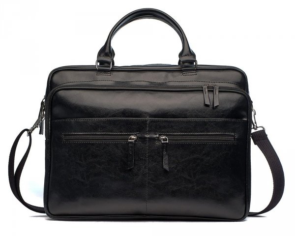 Czarna torba skórzana na laptopa Solome Verona przód