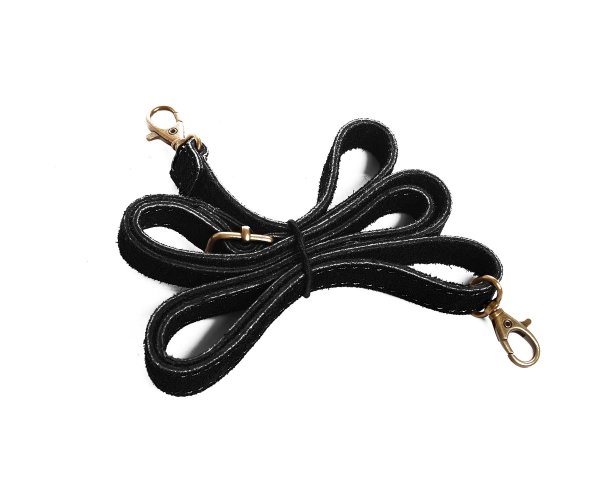 Damska skórzana zamszowa torebka listonoszka Solome Navia czarna pasek