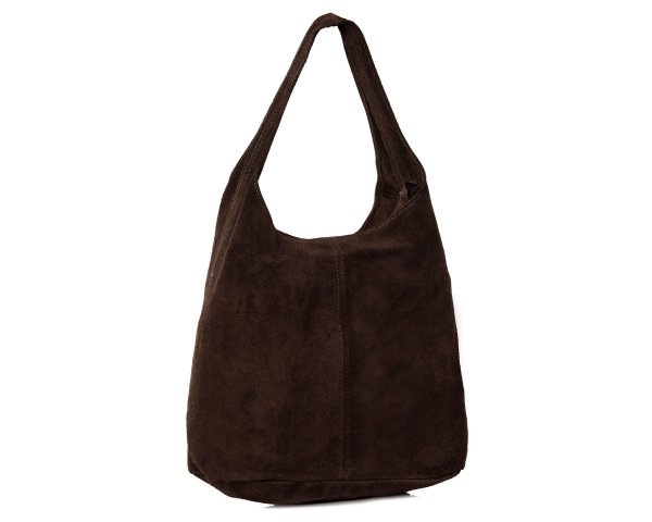 Skórzana torba damska włoska torebka miejska Solome Oponka brązowa zamszowa skos