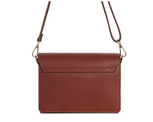Karmelowa skórzana listonoszka torebka damska Solome Ulla na ramię tył