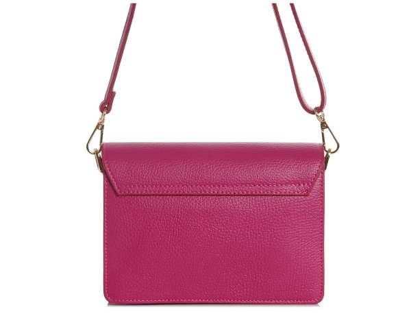 Fuksja skórzana listonoszka torebka damska Solome Ulla na ramię tył