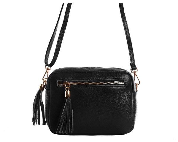 Damska skórzana torebka wizytowa listonoszka Solome Madeira czarna przód