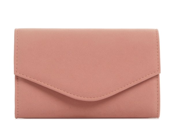 Kopertówka torebka wizytowa na łańcuszku Solome S1 pudrowy róż zamsz przód