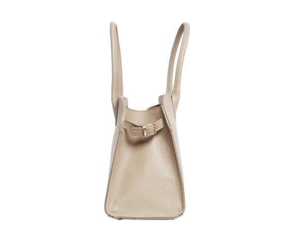 Torebka skórzana kuferek Solome Adda do ręki jasna beżowa bok