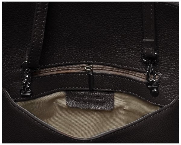 Damska skórzana kopertówka torebka wizytowa Solome Flora brązowa kieszonka