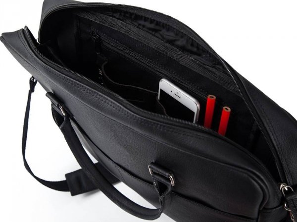 Skórzana torba na laptop Solome Ring 02 czarna detal
