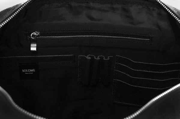 Skórzana męska torba na laptopa Solome Grande vintage czarna detal