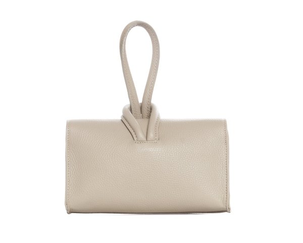 Damska skórzana kopertówka torebka wizytowa Solome Flora beżowa tył