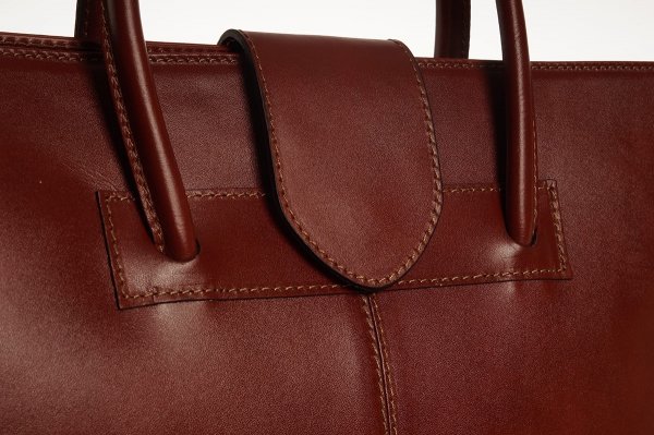 Skórzana torebka damska do reki torba na na laptopa Solome Etna koniak detal