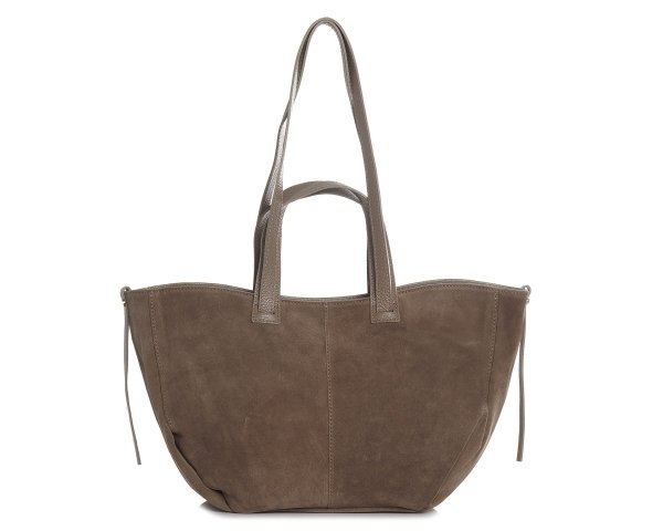 Skórzana torba damska włoska torebka miejska Solome Moza bezowa zamszowa do reki