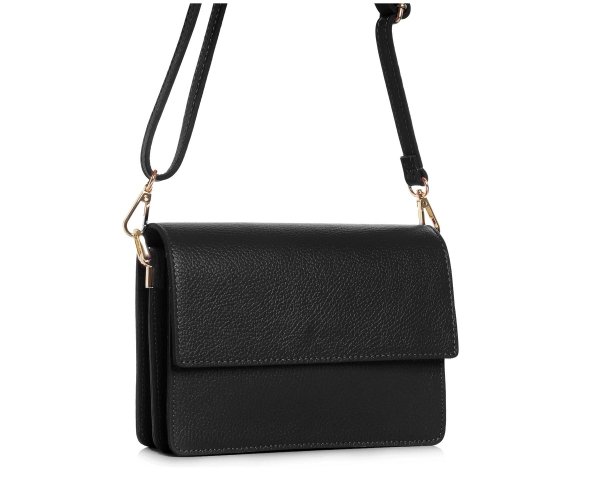 Czarna skórzana listonoszka torebka damska Solome Ulla na ramię skos