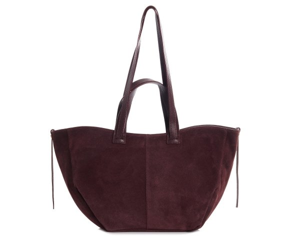 Skórzana torba damska włoska torebka miejska Solome Moza bordowa zamszowa na ramię