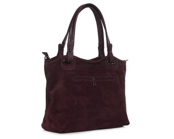 Damska skórzana torebka wizytowa listonoszka Solome Daily bordowa zamsz skos