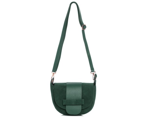 Zielona skórzana listonoszka torebka damska Solome Nola na ramię zamszowa na pasku