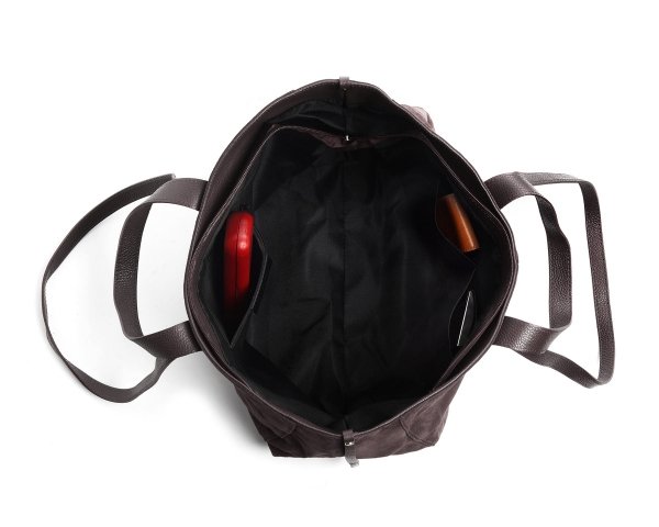 Skórzana torba damska włoska torebka miejska Solome Moza brązowa zamszowa wnętrze