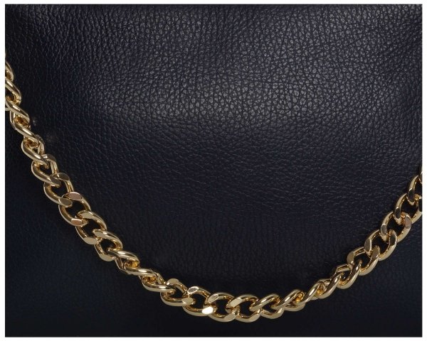 Damska skórzana kopertówka torebka wizytowa Solome Inka granatowa detal