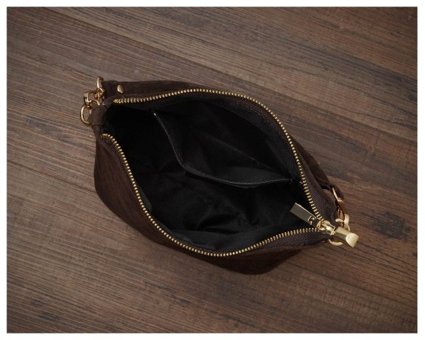 Damska skórzana torebka wizytowa listonoszka Solome Diola brązowa wnetrze