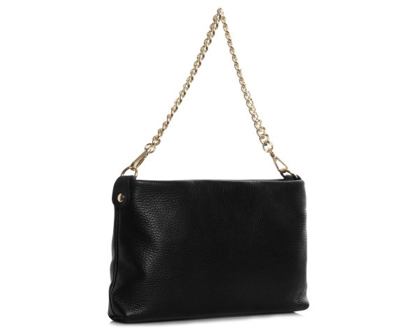 Damska skórzana kopertówka torebka wizytowa Solome Inka czarna skos