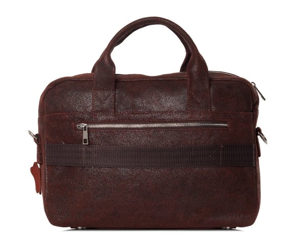 Skórzana męska torba na ramię Solome Oregon brązowa krek vintage tył