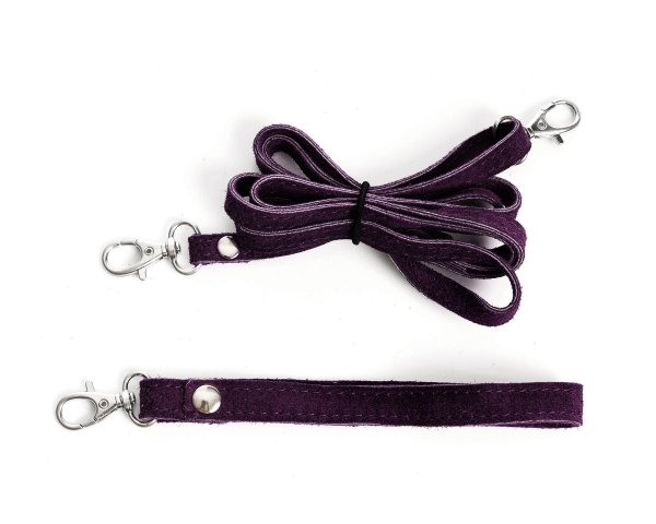 Skórzana włoska torebka wizytowa kopertówka Solome L1 fioletowy zamsz pasek