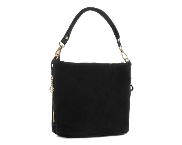 Damska skórzana torebka wizytowa listonoszka Solome Diola czarna skos