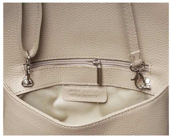 Damska skórzana kopertówka torebka wizytowa Solome Flora beżowa kieszonka