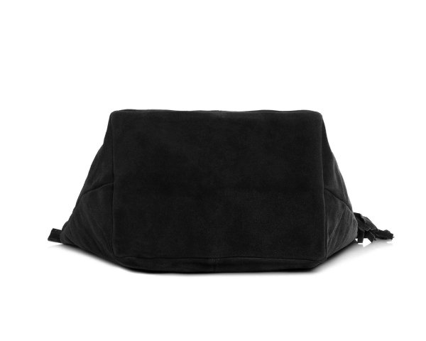 Skórzana torba damska włoska torebka miejska Solome Carvela czarna zamszowa spód