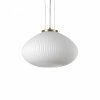 Szklana owalna lampa wisząca mosiądz Plisse sp1 d35 Ideal Lux 264547 nad stół wyspę jadalniana
