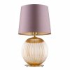 Lampa stołowa lampka nocna elegancka klasyczna kula miodowy lister szkło różowy abażur satyna mosiądz szczotkowany HAMILTON 8536 Argon