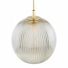 Lampa wisząca glamour 3 płomienna szklana szary lister kule różne wysokości złota na okrągłej podsufitce PALOMA 6312 Argon