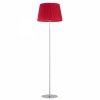 Szykowna minimalistyczna chromowana lampa stojąca podłogowa z czerwonym tkaninowym plisowanym abażurem 175cm ASTI 3848 Argon