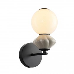 Nowoczesny kinkiet ścienny LED szary klosz z ceramiki szklana biała kula BALOS WL-94921-1A-BK Italux Art Deco