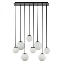 Czarna Lampa Wisząca Minimalistyczna Białe Szklane Klosze TULIA 33495 SIGMA
