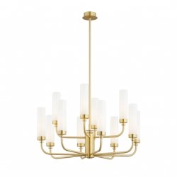Rozłożysty żyrandol 12-płomienny mosiądz mleczne szkło tuba nowoczesny elegancki klasyczny PRESTON 5085 Argon
