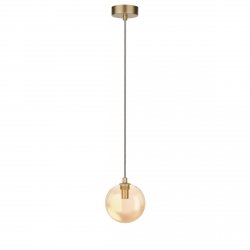 Złota molekularna lampa wisząca bursztynowy szklany klosz 12cm BUBBLES 1 AMBER AZ5954 + AZ6451 Azzardo 