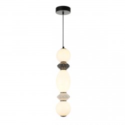 Nowoczesna lampa wisząca LED czarno szary klosz z ceramiki szklane białe kule BALOS PND-94921-3V-BK Italux nad wyspę stół Art Deco