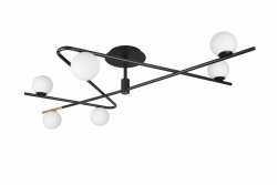 Lampa sufitowa dekoracyjny czarno złoty plafon w nowoczesnym stylu szklane klosze kule FLAMING 668900680 TRIO SELECT