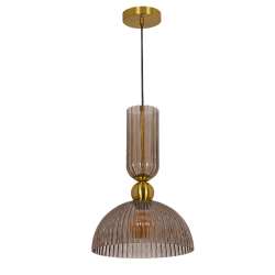 Złota lampa wisząca w stylu art deco glamour dymny klosz LIGHT PRESTIGE PIEGA LP-939/1P L smoked 