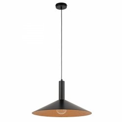 Lampa wisząca zwis pojedynczy płaski talerz Capri S Sigma 41008 czarny/miedziany jadalniana nad stół