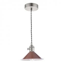 Chrom Lampa Wisząca Vintage Czerwony Klosz HADANO HAD0161-08 DAR LIGHTING