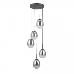 Czarna lampa wisząca szkło dymione 5 punktowa Meolo Italux PND-40825-5-BK jadalniana nad wyspę 