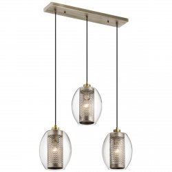 Lampa wisząca Asher II - 3 źródła światła Antyczny pewter szkło i stal industrialna regulacja wysokości KL-ASHER-3PR-AP KICHLER