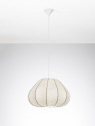 Lampa wisząca biała jedwabna okrągła designerska nowoczesna minimalistyczna skandynawska nad stół Luces Exclusivas