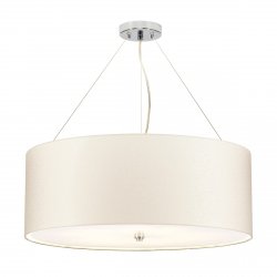 Lampa wisząca 66 cm Pearce 5 źródeł światła polerowany chrom jedwabny abażur minimalistyczna DL-PEARCE26-5LT-IV-PC ELSTEAD LIGHTING