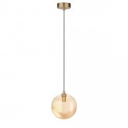 Złota molekularna lampa wisząca bursztynowy szklany klosz 15cm BUBBLES 1 AMBER AZ5954 + AZ6452 Azzardo 