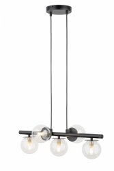 Czarna lampa wisząca na listwie szklane kule Avola 5 zwis Sigma 40791