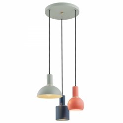 Designerska prosta lampa wisząca na okrągłej podsufice 3 klosze różne wzory kolory mix SINES 1479 Argon