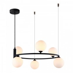 LAMPA WISZĄCA OKRĄG ITALUX MDM-3974/6 BK AMILY CZARNA NOWOCZESNA SZKLANE KULE