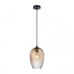 Lampa wisząca szklana żłobiony klosz dekoracyjna bursztynowa w nowoczesnym stylu Alias  PND-3663-1-BRO-AMB Italux